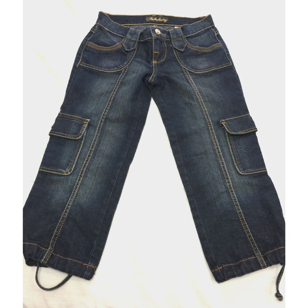 FABULOSITY WOMENS JEANS CARGO CAPRIS PANTS SIZE 0